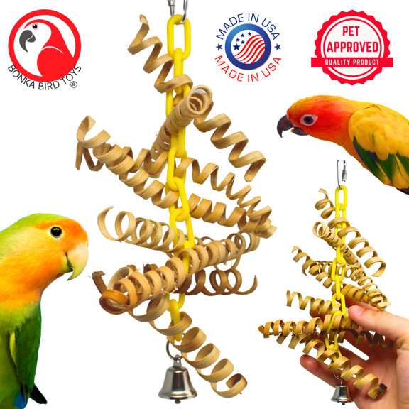 Bonka Bird Toys 3449 Bamboo Spring Chain Small Bird Toys  Cockatiel Parrot Conure Macaw Budgie Quaker