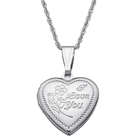 Personalized Silver-Tone Engraved Girls' "I Love You" Heart Locket