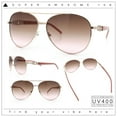 thumbnail image 2 of Womens Jewel Chain Arm Retro Tear Drop Pilots Sunglasses Gold - Pink Smoke, 2 of 9