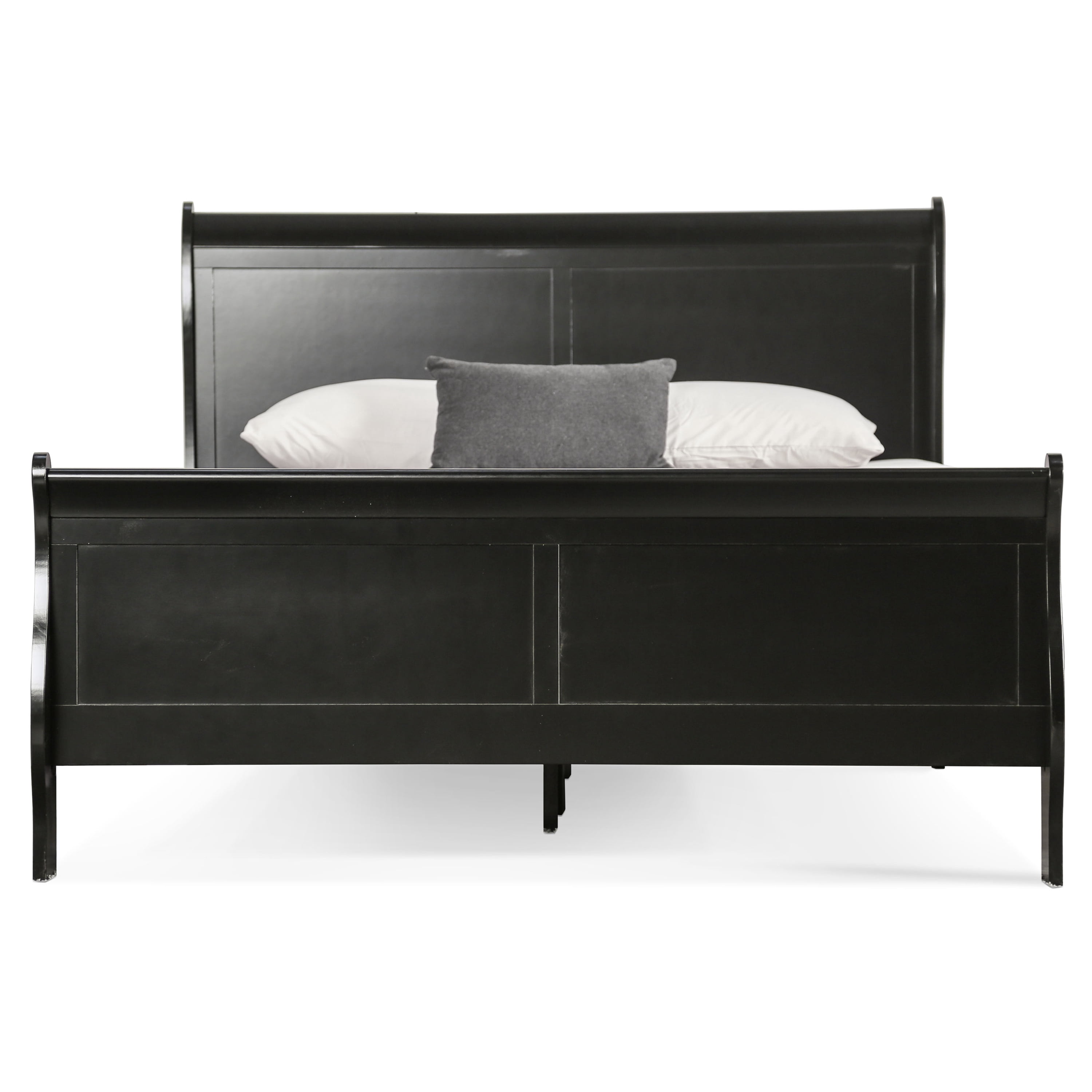 Furniture of America Vrai Adult Queen Sleigh Headboard Wood Bed, Black
