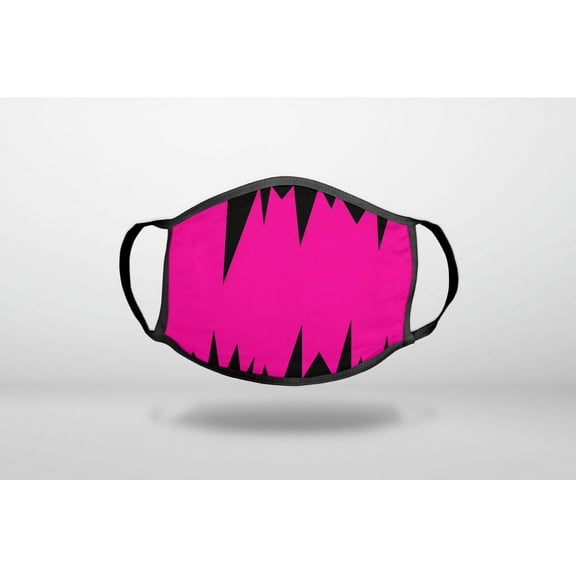 Neon Pink Black Spikes - 3-Ply Reusable Soft Cloth Face Covering, Unisex, Cotton Inner Layer