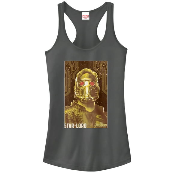Junior's Marvel Avengers: Infinity War Star-Lord Racerback Tank Top Charcoal Small
