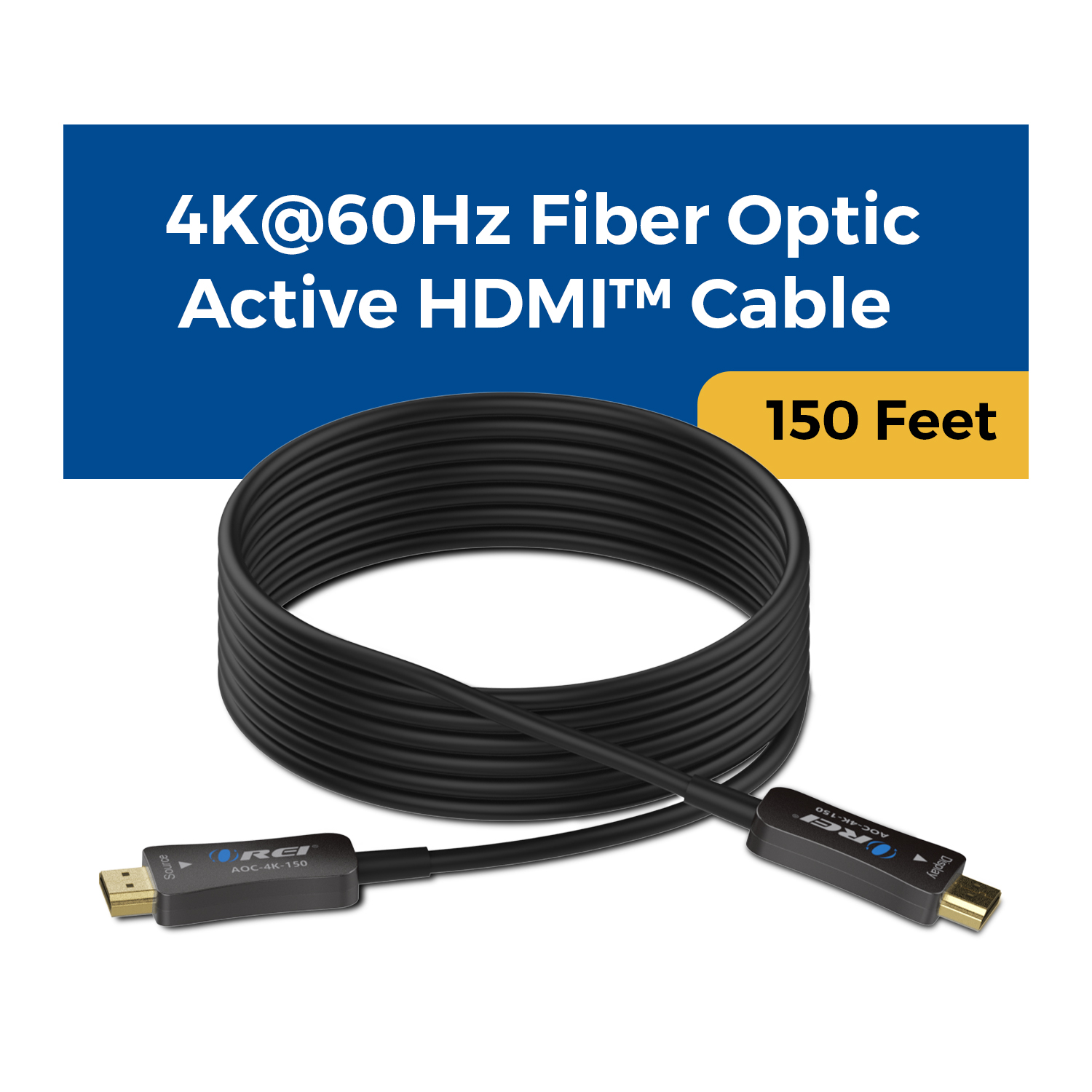 OREI 150ft Fiber Optic HDMI 2.0 Cable 4K 60Hz HDR High Speed (AOC-4K-150)
