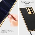thumbnail image 4 of Compatible Samsung Galaxy S23 Ultra Leather Case,Electroplate Leather with Plating Soft Silicone TPU Shockproof with with Camera Protection Bumper Case for Galaxy S23 Ultra Phone Case-Black, 4 of 14