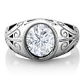 thumbnail image 3 of Gem Stone King 925 Sterling Silver Men's Solitaire Ring Oval Moissanite (5.15 Cttw), 3 of 5