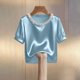 thumbnail image 3 of Eres Más Que una Camisa de Puntuación de Prueba Casual de Color Sólido Cuello Redondo de Manga Corta Moda Superior de Poliéster, 3 of 8