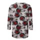 thumbnail image 5 of ICHUANYI Liquidación Camiseta holgada estampada a la moda para mujer Blusa con mangas 3/4 Cuello redondo Tops casuales ICHUANYI WER202308256395, 5 of 5