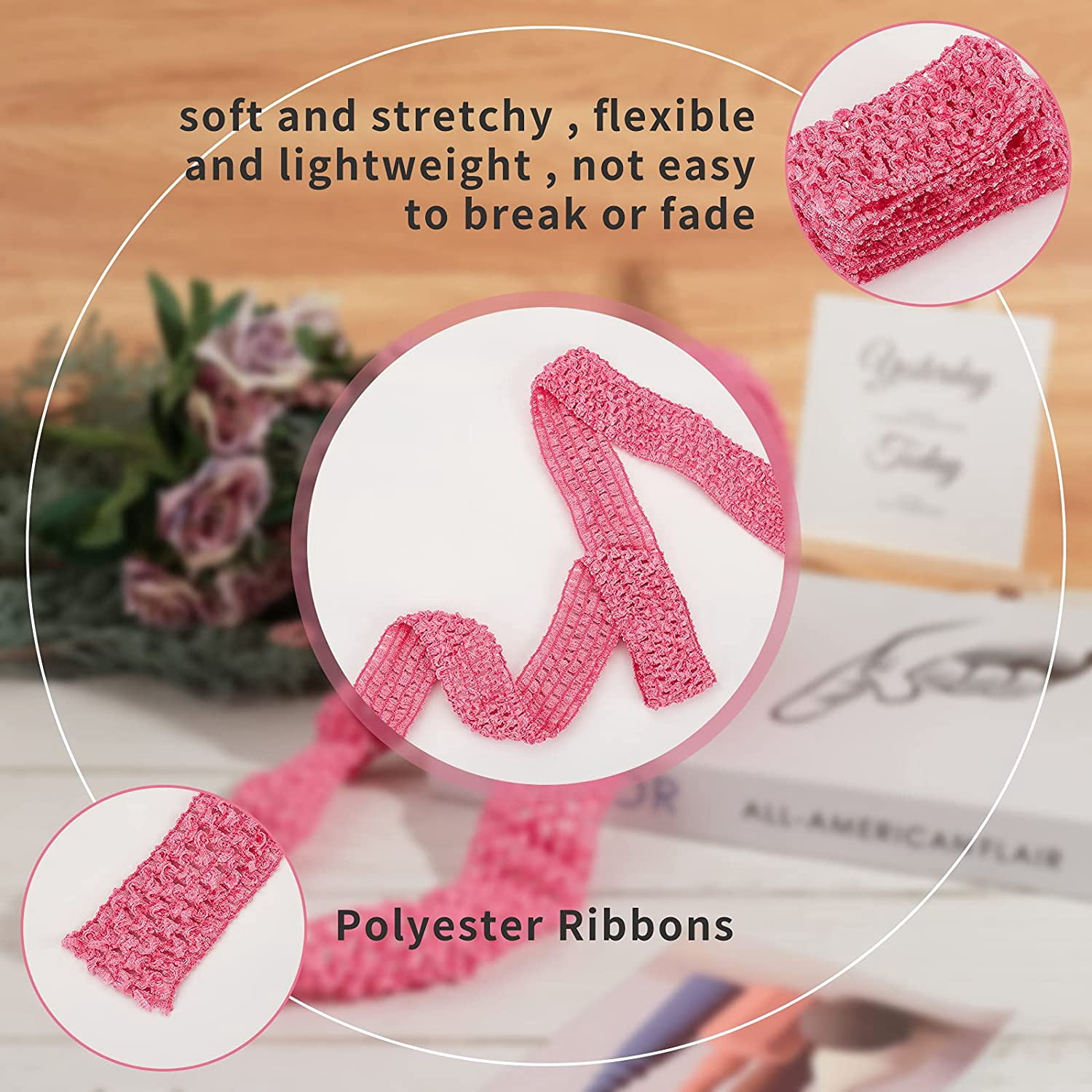 5.5 Yards Elastic Crochet Headband Ribbon Crochet Stretch Trim