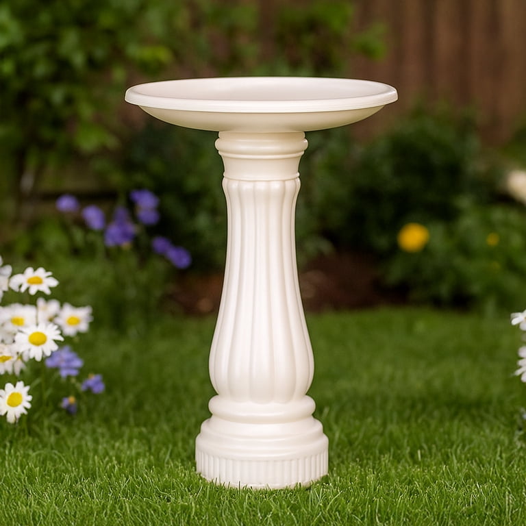 Union Products Round Bird Bath, White photo 6