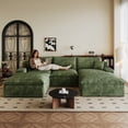 thumbnail image 4 of 106" Modular sofa with Corduroy fabric,Double-layer structure, Detachable seat cushion, No assembly required, Suitable for Living room, Bedroom,Conference room, Apartment, Green, 4 of 6