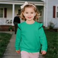 thumbnail image 4 of Uorisanigo Toddler Baby Girl Green Sweatshirt 3-4T Ruffle Shoulder Pullover Hoodies Casual Long Sleeve Shirts Tops Comfortable Sweaters Shirts for Fall Winter Spring, 4 of 7