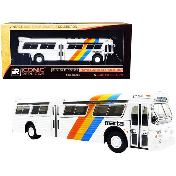 1-18 Échelle No 10 Peachtree Rue Marta Atlanta Bus de Transport en Commun Miniature avec Rayures&44; Blanc