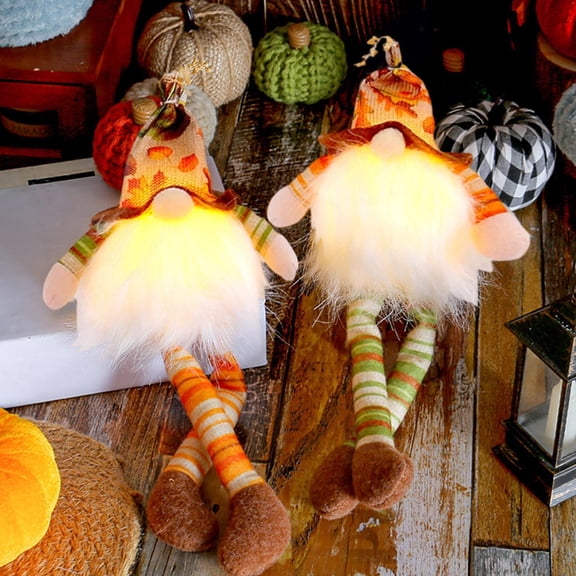 Halloween Sale Clearance!Fall Decorations for Home, Fall Light Up Faceless Gnome Ornament Long Leg Maple Leaf Doll Hanging Decor For Thanksgiving Table Scene Layout