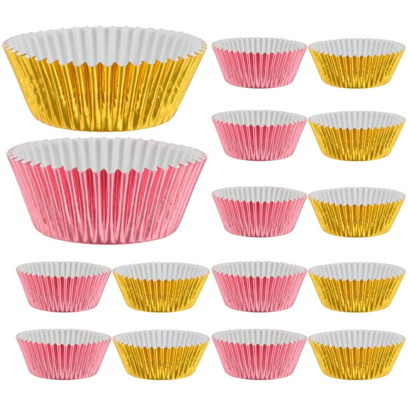 2 Boxes Muffin Cake Mold Party Stuff Wedding Ceremony Decorations Foil Paper Cupcake Liners Gold Wrappers Tray