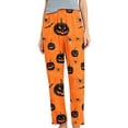 thumbnail image 2 of Women's Halloween Pajama Pants Elastic Waist Loose Fit Lounge Bottoms Soft Lightweight Sleepwear with Pumpkin Bat Spiderweb Print Casual Comfy PJs for Fall, 2 of 5