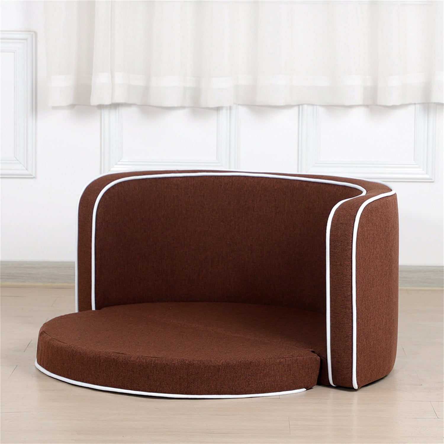 Pefilos 35" Round Pet Sofa, Dog Sofa Beds, Cat Sofa BedS, Brown Pefilos 35" Round Pet Sofa, Dog Sofa Beds, Cat Sofa BedS, Brown