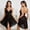 Black, variant on Lace Camisole Nightgown for Women with V-Neck and T-Back, Sheer Mesh Slip Dress for Sleepwear and Lingerie, Black