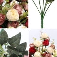 thumbnail image 3 of 21 Heads Silk Rose Bouquet Artificial Flowers Mini Rose for DIY Wedding Bouquets Centerpieces Bridal Shower Party Home Decorations,Pack of 4 （Rose Red）, 3 of 5