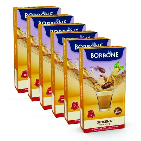 6-pack of 10 x Caffè Borbone Ginseng capsules (compatible with Nespresso® machines) - (60 pods total)
