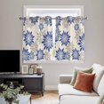 thumbnail image 4 of Geometric Flower Kitchen Curtains Window Panels, Vintage Country Floral Blue Grey on Linen Insulated Window Treatment Curtain, Grommet Curtains for Bedroom/Living Room/Bathroom, 2 Piece 42"Wx45"L, 4 of 8