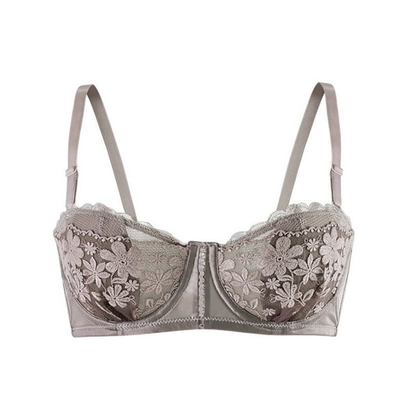 LLYwey Woman'S Bras Woman's Solid Color Thin Style Ventilate No Underwire Lace Crystal Glass Soft Bra Big & Tall Size nylon Lift Bra Style LW-147 Khaki 36/80AB