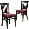 Flash Furniture 2 Pk. HERCULES Series Vertical Slat Back Walnut Wood Restaurant Chair - Burgundy Vinyl Seat