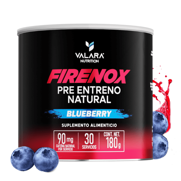 Pre Entreno Natural Firenox Blueberry 180gr, Energía Sostenida, Amigable con el sueño