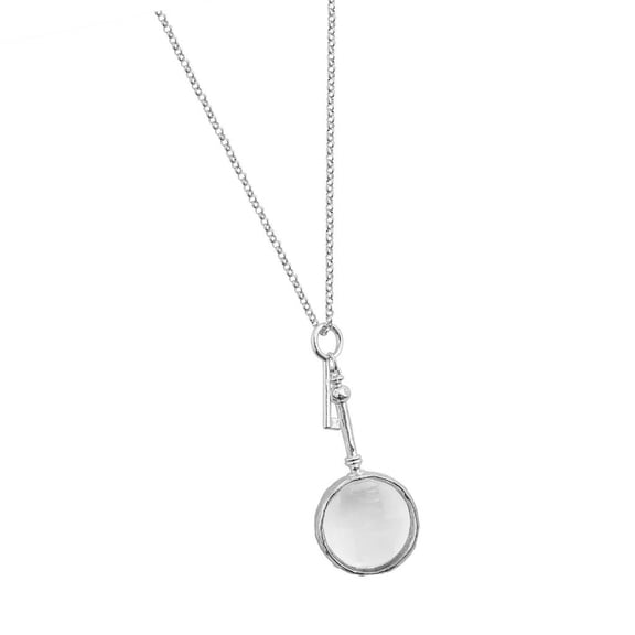 Zonest Elegant Magnifier Pendant Necklace Neck Jewelry Practical Magnifying Glass Necklace Titanium Steel Texture for Daily