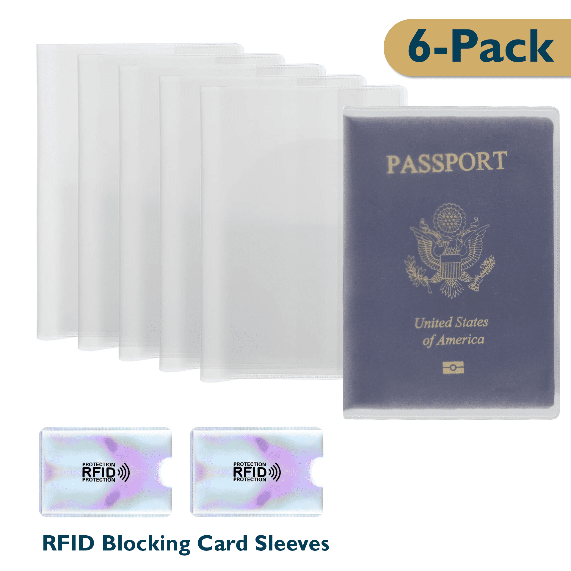 ComfiTime Clear Passport Holder,Waterproof Clear Passport Cover Pack of 6