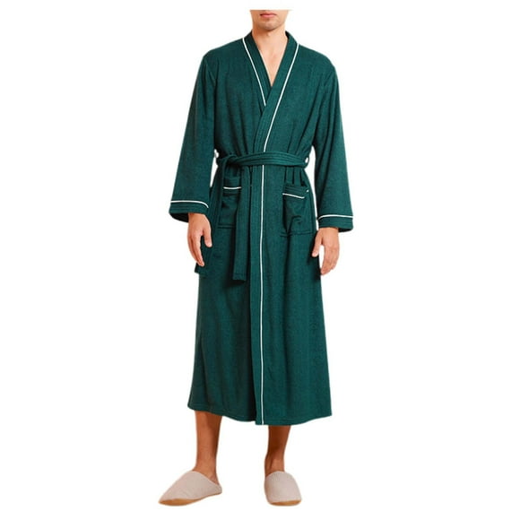 FhsagQ Pajamas Mens Pajamas Sleepwear Black Square Spa Kimono Robe Soft Light Hotel Bathrobe Mens Pajamas Sleepwear Super Fit Men's Pajamas Bikini Comfortsoft Green M