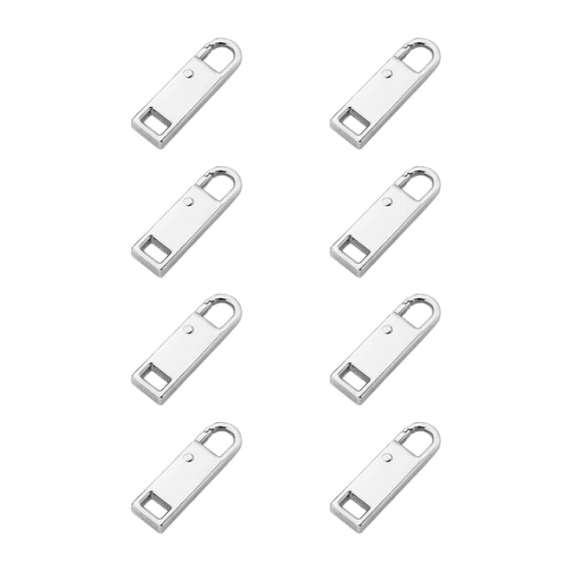 Billuyoard Pestaña fijadora de cremallera de 8 piezas, colgante profesional para tirar, colgantes de ropa, cremalleras de Metal, accesorios de Tela de costura y artesanía Plata