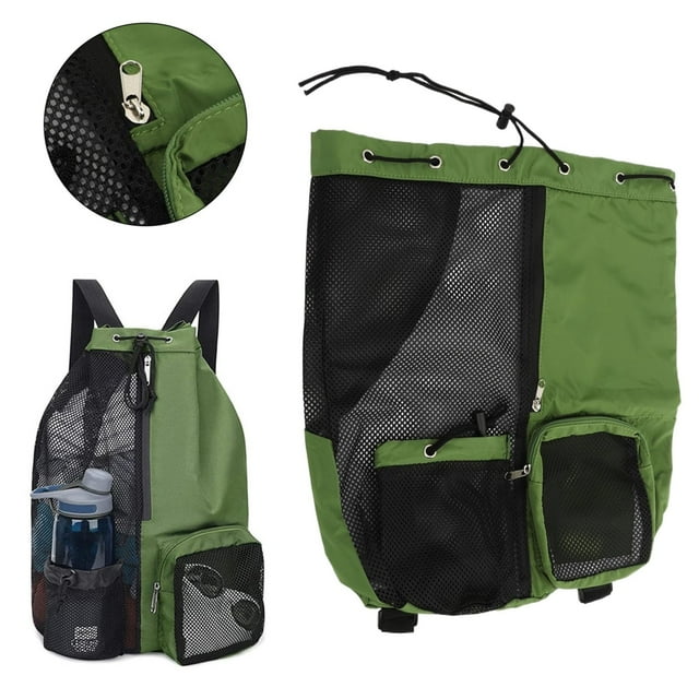 AKEGAMN Clearance! Mesh Beach Backpack Adjustable Shoulder Strap Lightweight Breathable Mesh And PVC Swim Mesh Backpack For Gym Swimming Rope Bag: Using dry and layer pocket design, the use of high