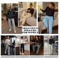 thumbnail image 5 of TEMOFON Womens Sweatpants Drawstring Joggers with Pockets Elastic Waistband Lounge Fall Pants for Women Winter Clothes Fleece Lined Trousers Light Grey 2XL, 5 of 9