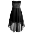 thumbnail image 4 of Gibobby Vestidos para Mujer Casuales Vestido de fiesta Irregular fuera del hombro Cintura Mujeres Bandeau Vestido de gasa Vestido de mujer completo(Negro,M), 4 of 5