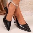 thumbnail image 7 of Hinvhai Womens Slingback Kitten Heels Shoes Versatile Closed Pointed Toe Pumps Wedding Party Dress Shoes Black 6(37), 7 of 7