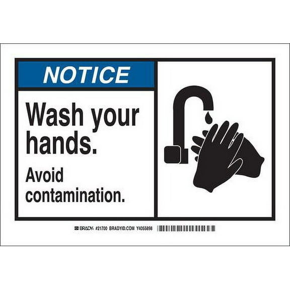 BRADY 83874 Notice Sign, 3-1/2 x 5In, Black/Ble on Wht