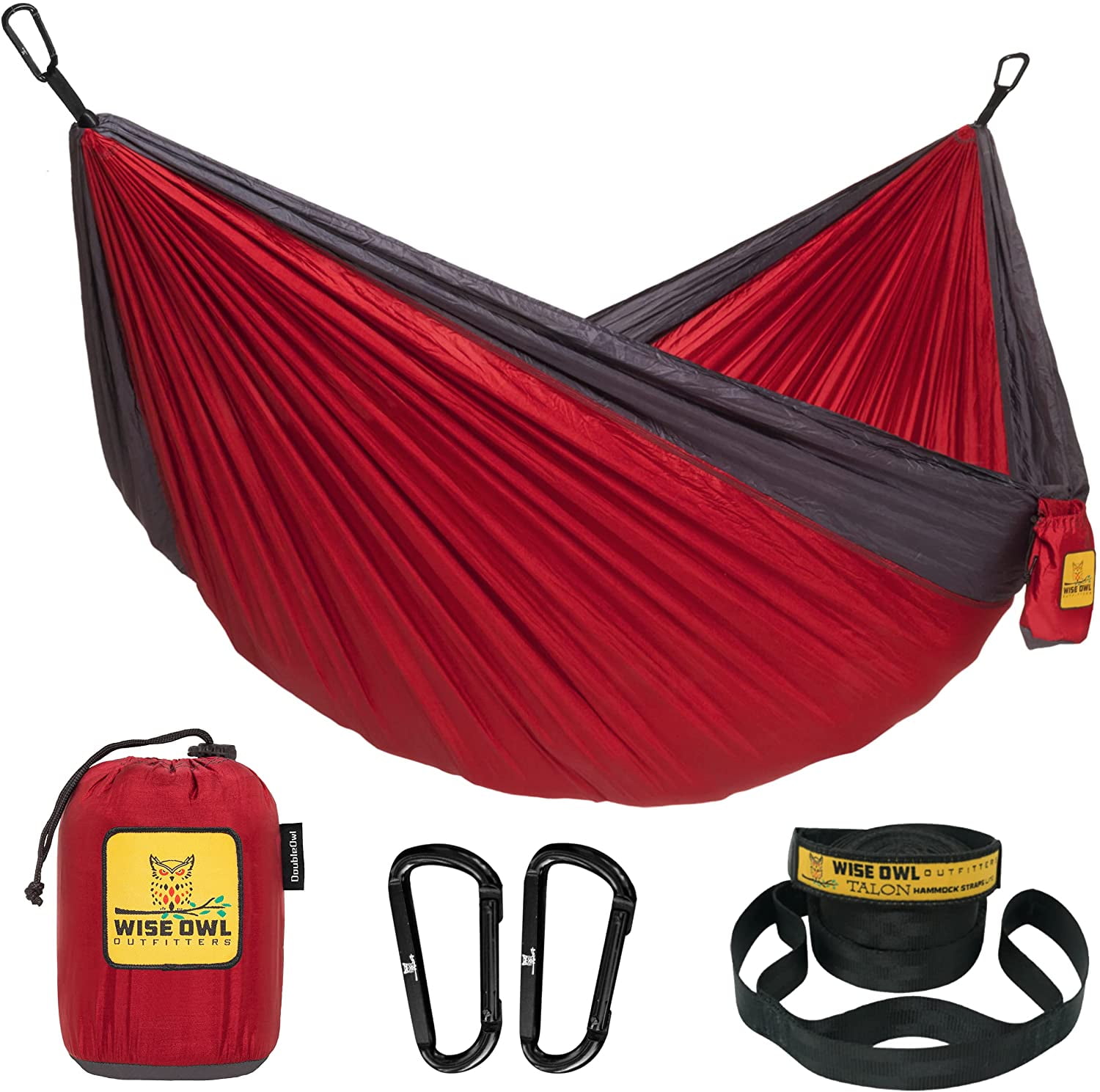 Outdoor Camping Double Hammock Portable Hammock with 2 Straps Red Blue Striped 