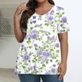 thumbnail image 2 of Fancifize Plus Size Womens Floral Blouse Short Sleeve V Neck Tunic Top Loose Casual Dressy Shirt for Summer,, 2 of 6