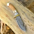 thumbnail image 2 of Custom Handmade Damascus Steel Fixed Blade Knife Stag Antler Handle Brass Guard, 2 of 6