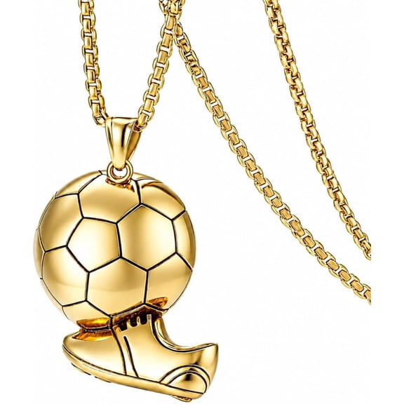 Soccer Cleats and Ball Necklace - Silver or Gold, Stainless Steel
