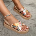 thumbnail image 2 of IWRICH Platform Sandals for Women Summer Casual Bohemian Sandals Beach Vacations Open Toe Sandals with Elastic Ankle Straps Beige 7, 2 of 8