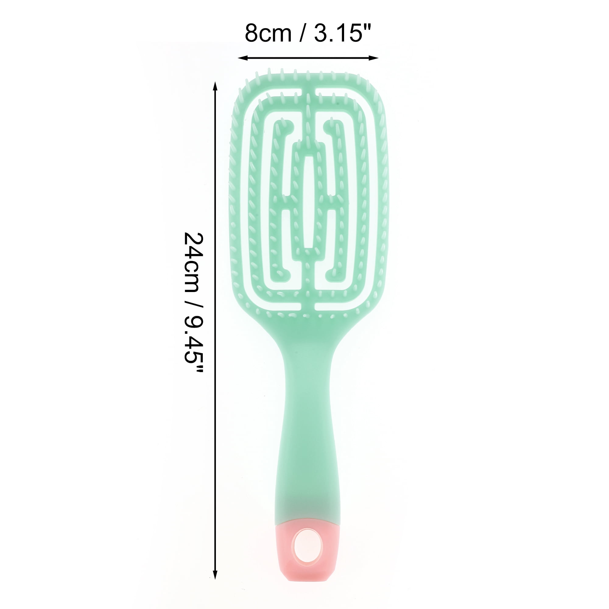 Unique Bargains 1 Pc Hollow Large Curved Hair Brush with Soft Cushion Base Green