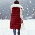 thumbnail image 6 of Women’s Long Winter Puffer Coat Stand Collar Teddy Fleece Lined Thick Down Jacket Windproof Quilted Loose Fit Warm Outerwear Plus Size,Wine,XL, 6 of 9
