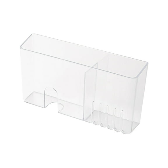 Acrylic Wall Mounted Storage Box with Slanting Opening for Remote Control and Phone Charging – Transparent/White, 17x9x3.5cm