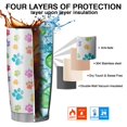 thumbnail image 7 of 20 Oz Pets Paws Print Colorful Coffee Tumbler Double Wall Insulated Stainless Steel Water Bottle | Metal Reusable Thermoses Flask with Cup Cap | Leak & Sweat Proof with Anti-Dust Lid, 7 of 7