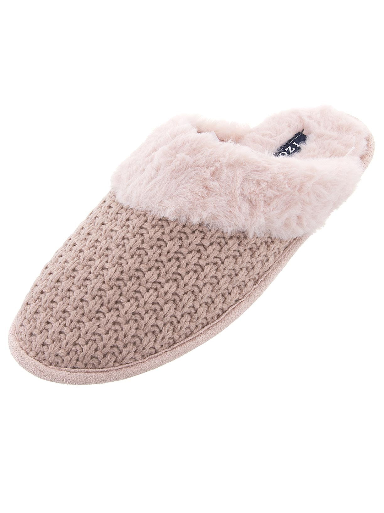 IZOD Womens Pink Knit Scuff Slippers 