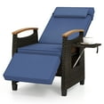 thumbnail image 1 of Gymax Patio Rattan Lounge Chair PE Wicker Recliner Chair w/ Adjustable Backrest & Footrest Navy, 1 of 9