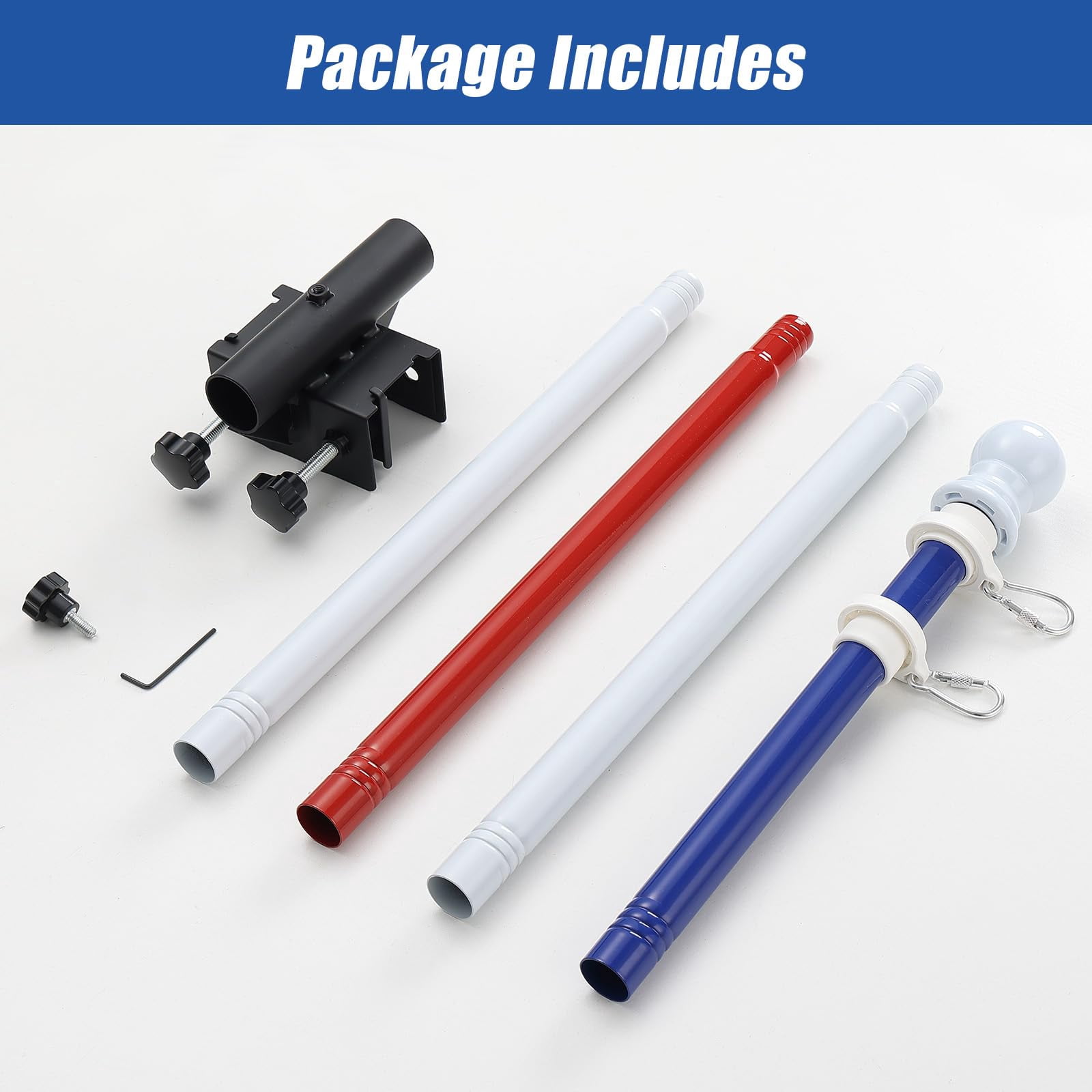 OLIYNEDY Truck Flag Pole with Mount for Truck Bed, 5ft Metal Flagpole for Car, Pickup, Jeep, Heavy Duty Flag Pole Kit with Holder, Tri-color