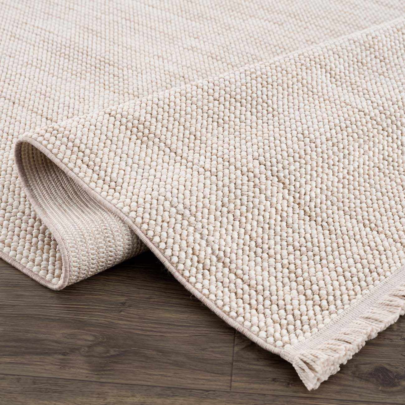 Hauteloom Gowan Living Room, Bedroom Farmhouse Area Rug - Natural Solid - Bohemian Boho Fringe Carpet - Brown, Cream, Beige - 8'11" x 12'