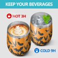 thumbnail image 4 of 12oz Stemless Wine Tumblers Orange Halloween Bats Vacuum Insulated Stainless Steel Travel Tumbler Cups Mug with Lid and Straw for Champaign,Cocktail,Beer with Cleaning Brush, 4 of 5